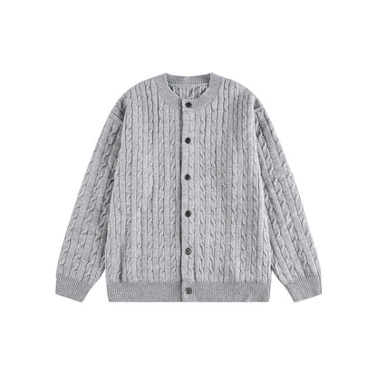 Knitted Cardigan Coat in  Braided Loose Casual Style