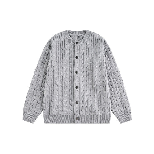 Knitted Cardigan Coat in  Braided Loose Casual Style