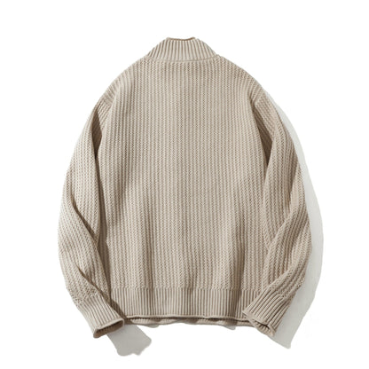 Solid Color Knit Texture Loose Casual Sweater Coat