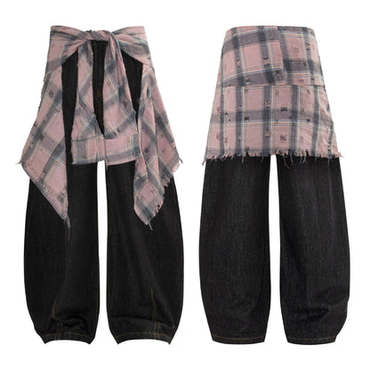 Deconstructed Design  Loose Wide-Leg Jeans
