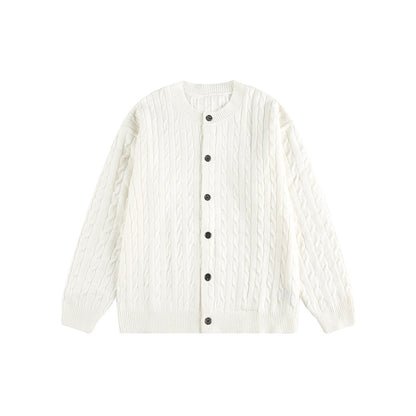 Knitted Cardigan Coat in  Braided Loose Casual Style