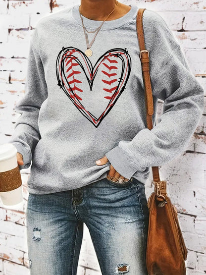 Heart printed casual long sleeved sweatshirt