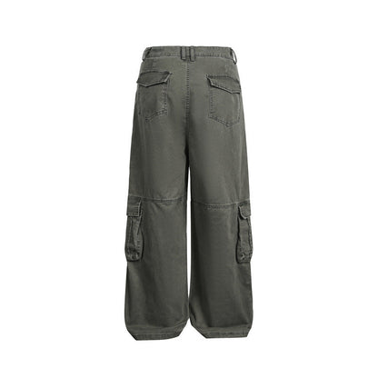 Multi-Pocket Cargo Pants Loose Wide-Leg Casual Trousers